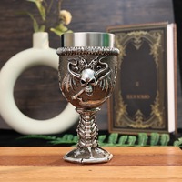 Halloween Retro 3D Sickle Skull Goblets Chalice Resin Stainless Steel Inner Wine Glass Viking Pirate Mug Cocktail Whiskey Cups
