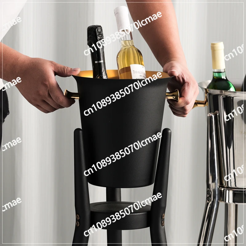 New stainless steel ice bucket set, floor standing tripod, bar club, chilled wine bucket decoration accessories