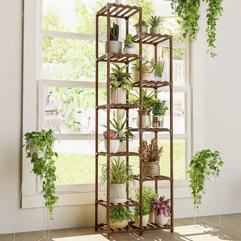 Large Multi-Tier Wooden Plant Stand: Indoor & Outdoor Rack for Living Room, Garden & Balcony