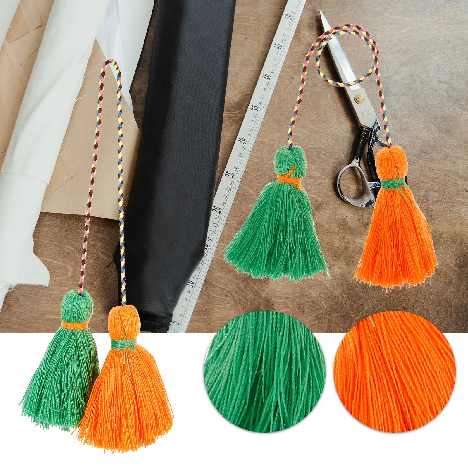 

2pcs Handwoven Cotton Tassel Pendant Decor For Curtain Pillow Blanket Diy Craft Hanging Key Chain Decoration
