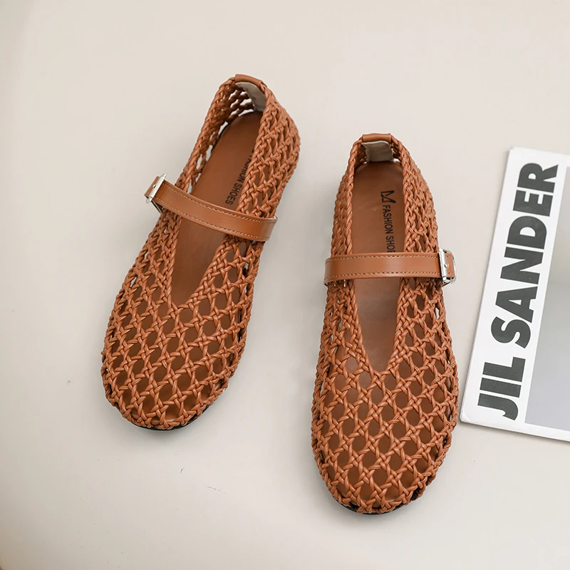 Comfortable Hollow-Weave Mary Jane Women's Shoes, Breathable French Retro, Single Strap Shallow Shoes, Granny Fishnet Shoes - view 5