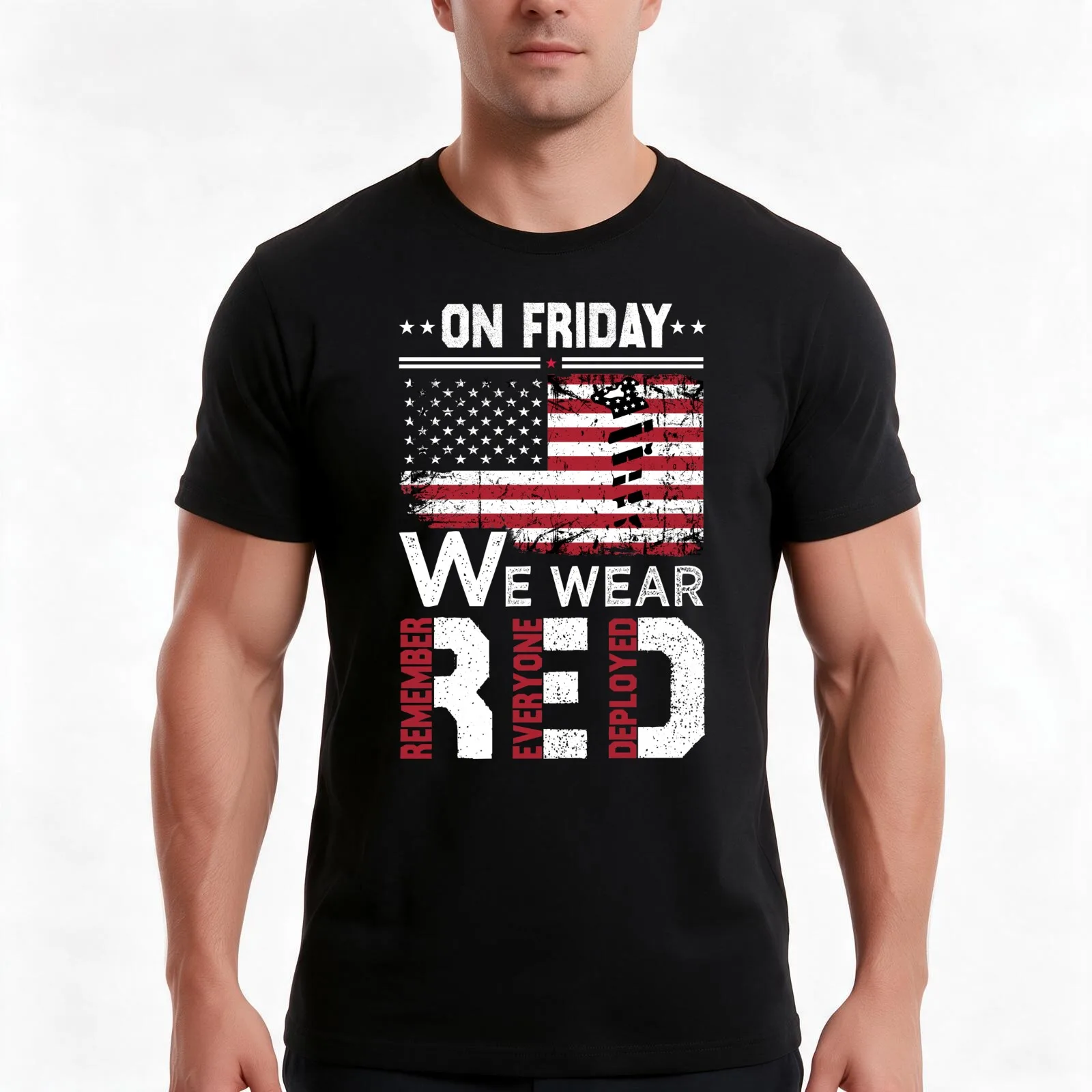 On Friday We Wear Red Remember Everyone Deployed Veteran day Men T Shirt t shirt men 100% cotton luxury brand