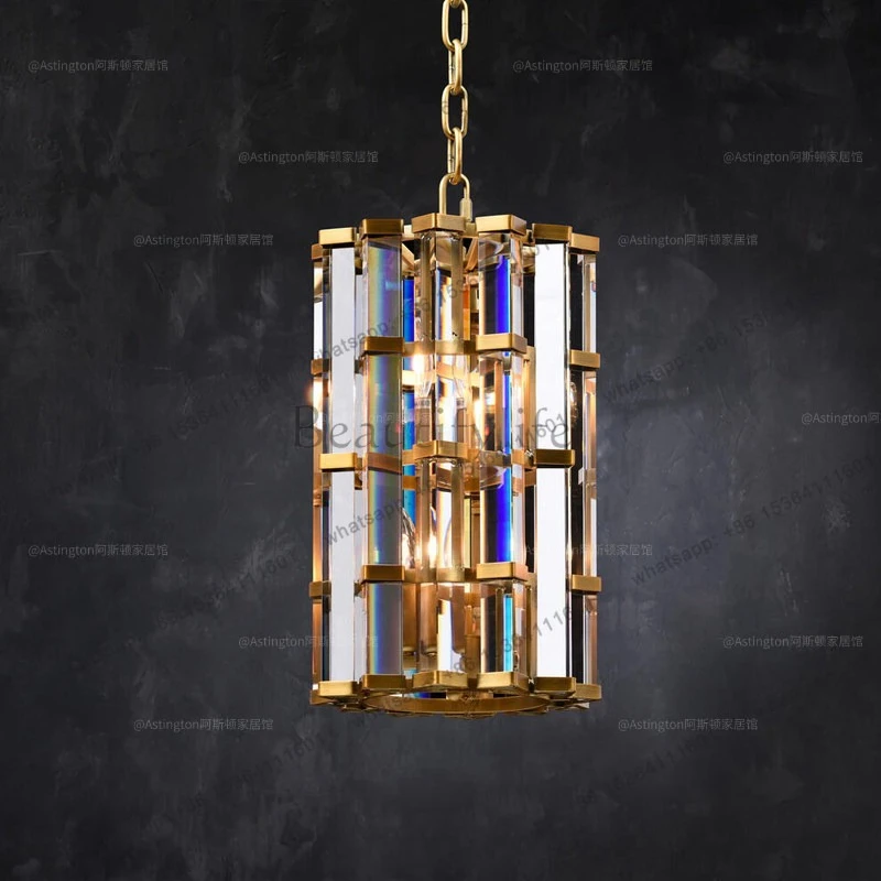 Italian villa loft duplex staircase long pendant dining room bedroom crystal decoration luminous