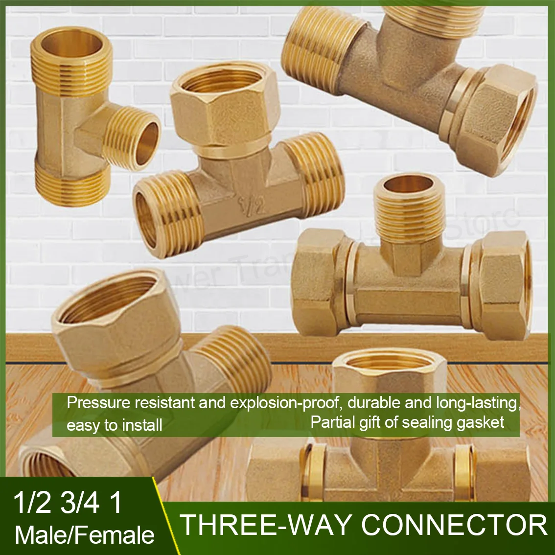 1Pcs DN15/DN20/DN25 Male+Female Thread 3 Way Tee T Pipe Fitting 1/2