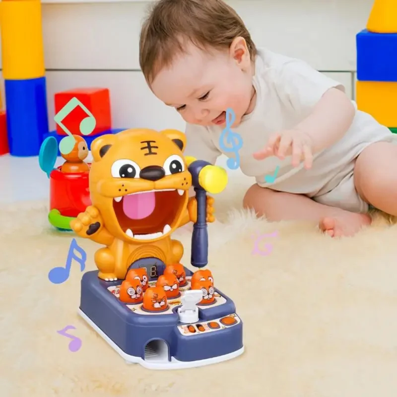 Multifunctionele kinderpuzzel Educatief interactief leren Stampend speelgoed, Kid Tiger Hameren Hit Game Speelgoed met verlichting Muziek