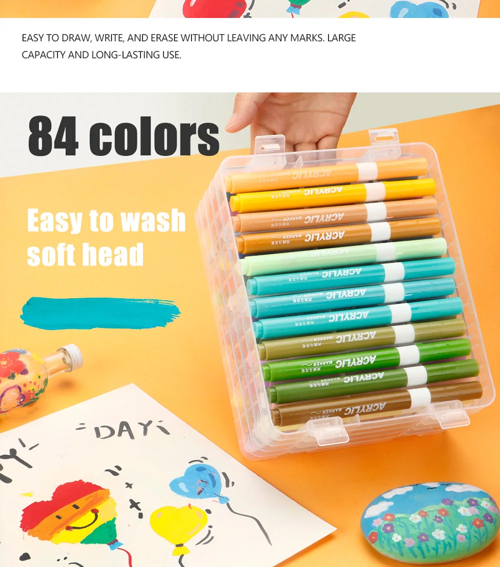 24-84 Farben Acryl-Marker, gestapelte Box, Verpackung, leuchtende Farben zum Malen, Zeichnen, Handy, DIY, Eierbecher, Kunstbedarf – Detail 6