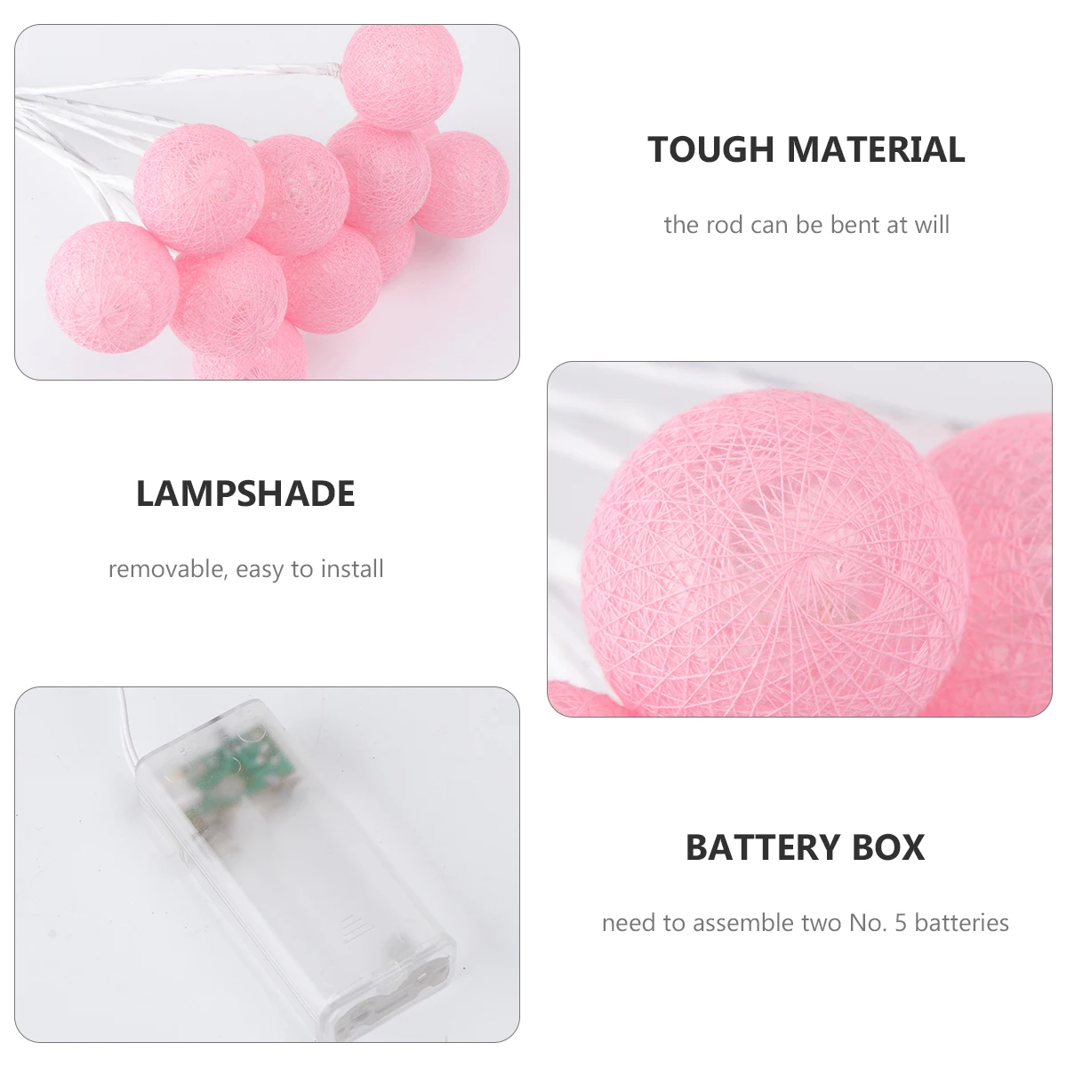 مجموعة واحدة من مصابيح كروية بخيط القطن LED - مصباح باقة مقاوم للماء موفر لتزيين حفلات المنزل