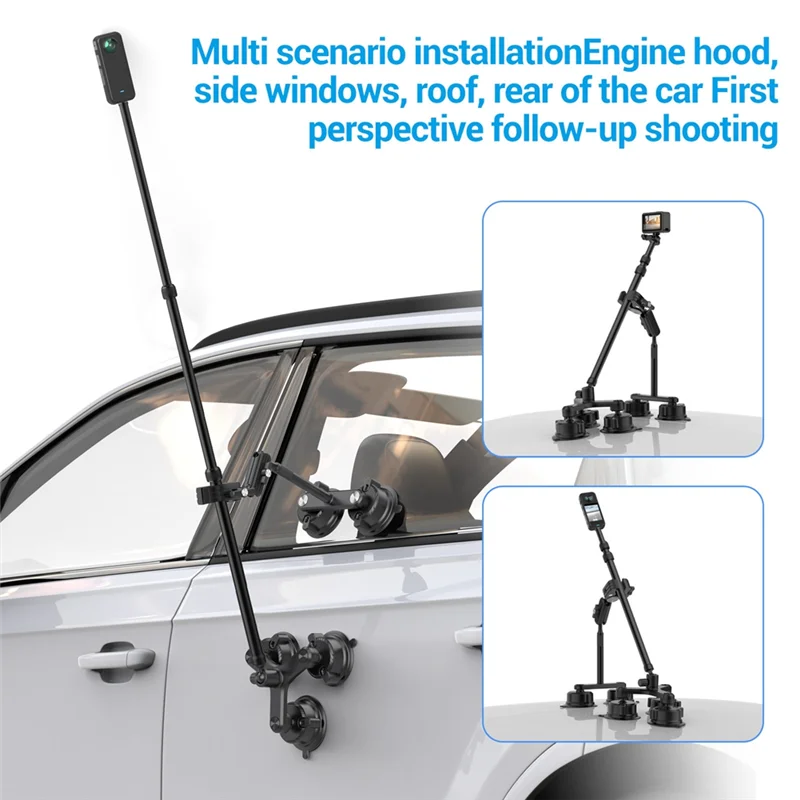 ABKQ-Suction Car Mount For Insta360 X5, X4, X3, One RS,R For Gopro Camera Suction Mount Kit For Action Camera Selfie Stick