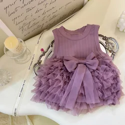 Girls Summer Set 12M-8 Girl Purple Tank Top Cute Cake Skirt Tutu Half Skirt