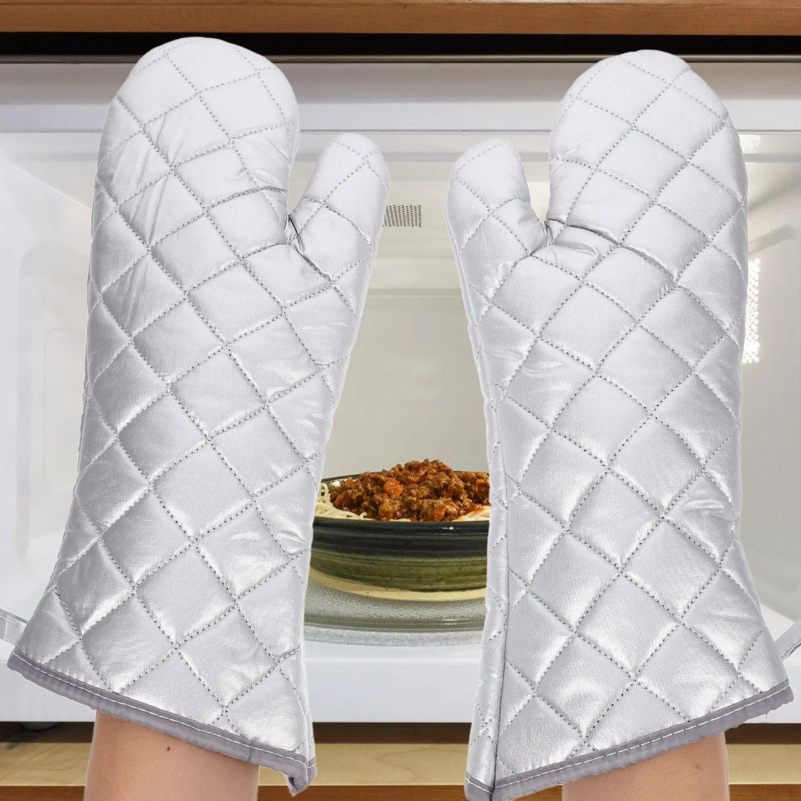 

2Pcs Oven Mitts Heat Insulation Gloves for Oven Microwave Barbecue Baking Non-Slip Kitchen Cooking Gloves Insulated Cotton Linen