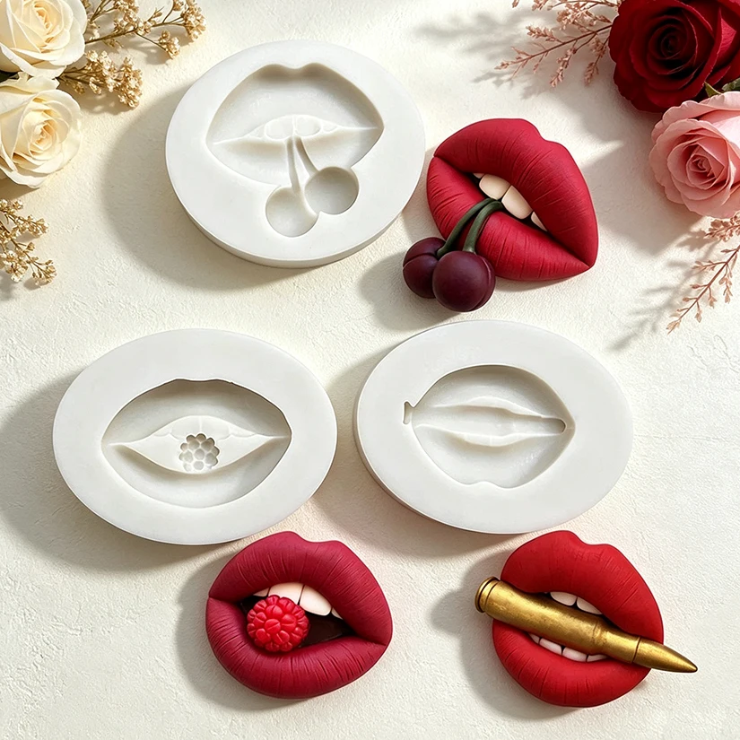 Lip Red Raspberry Cherry Bullet Valentine's Day Silicone Sugarcraft Mold Resin Tools Cupcake Fondant Cake Decorating Tools