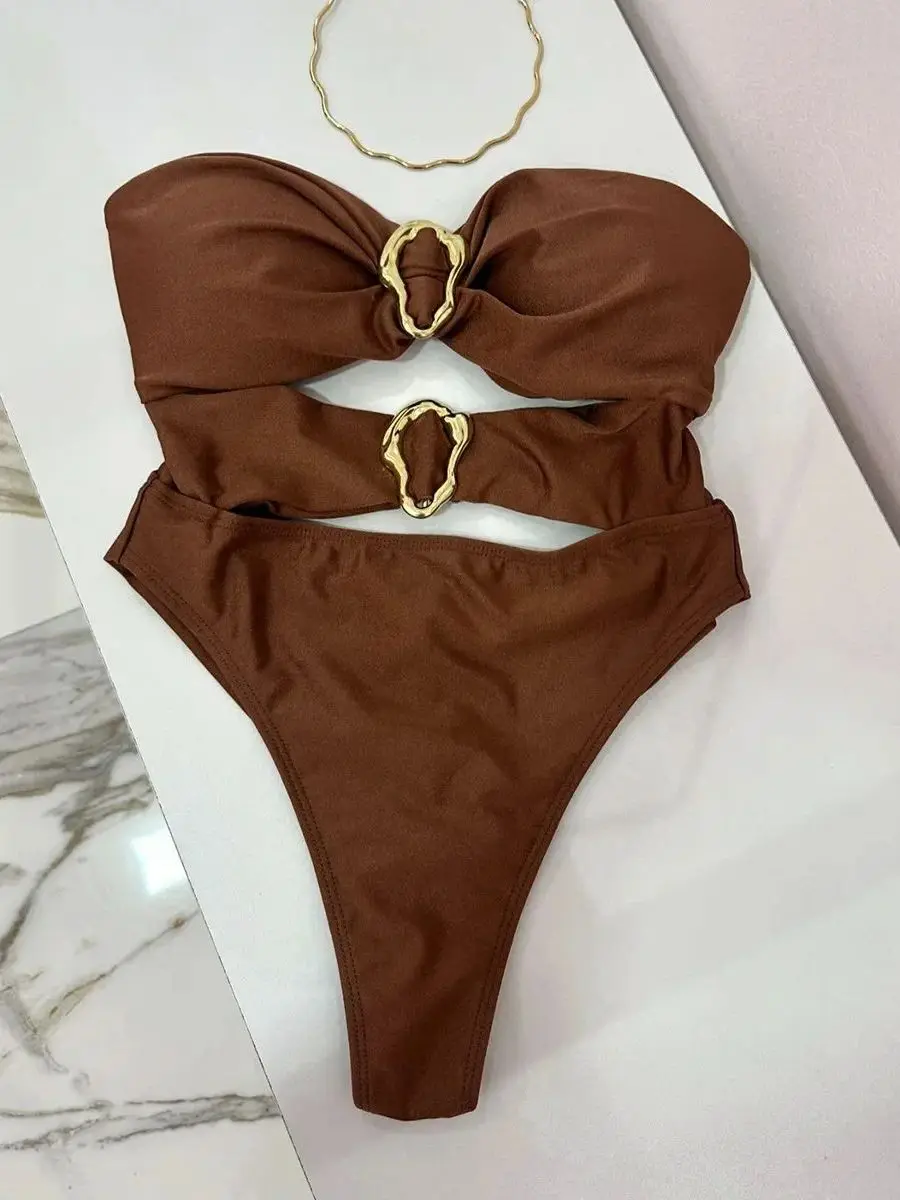 Costume da Bagno Intero Ovale 2026 Nuovo Sexy da Donna, Monokini Scavato, Abbigliamento da Spiaggia, Biquini Femminile