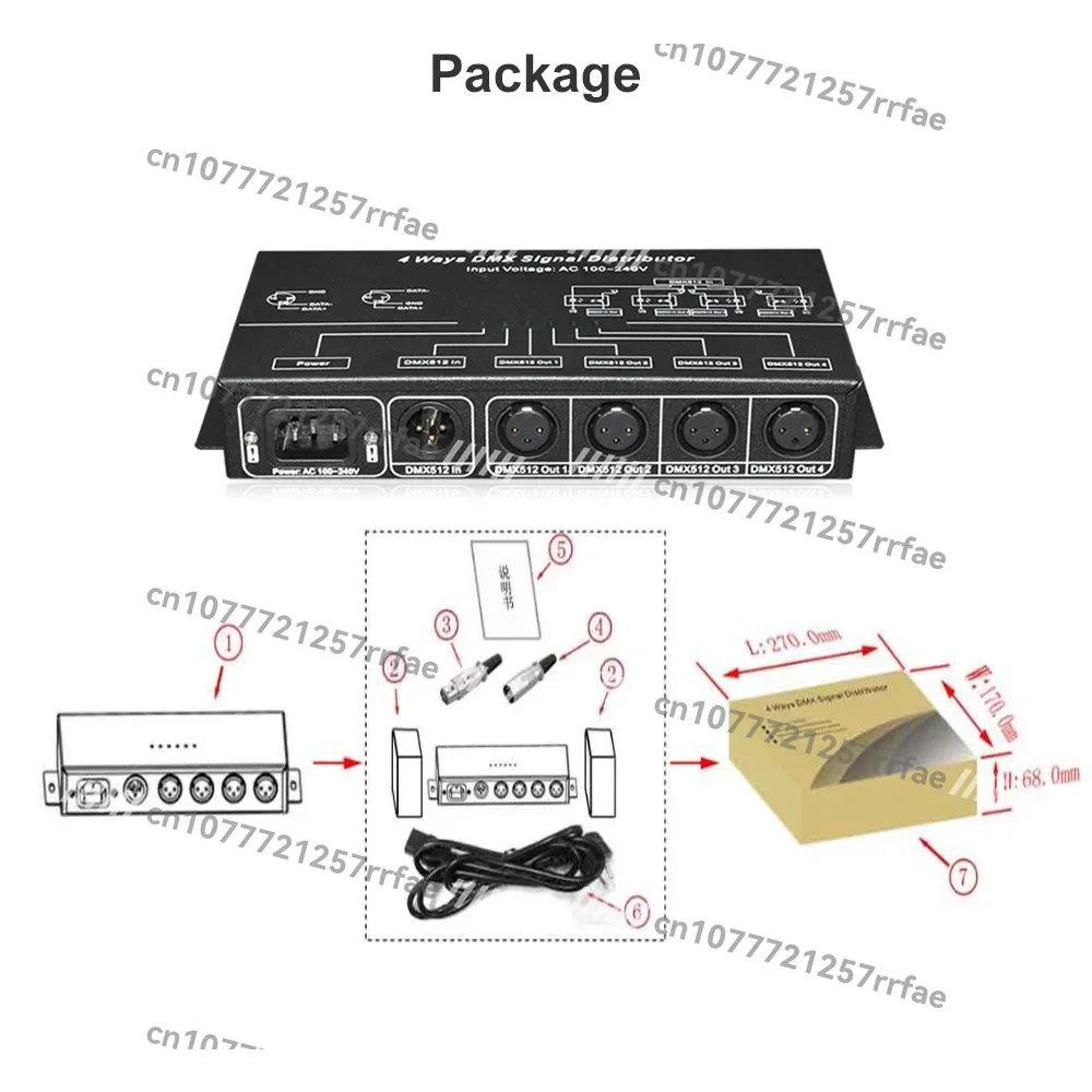 4CH DMX512 Signal Splitter 4-Way Optoelectronic Isolation Signal Amplifier For Stage Lighting
