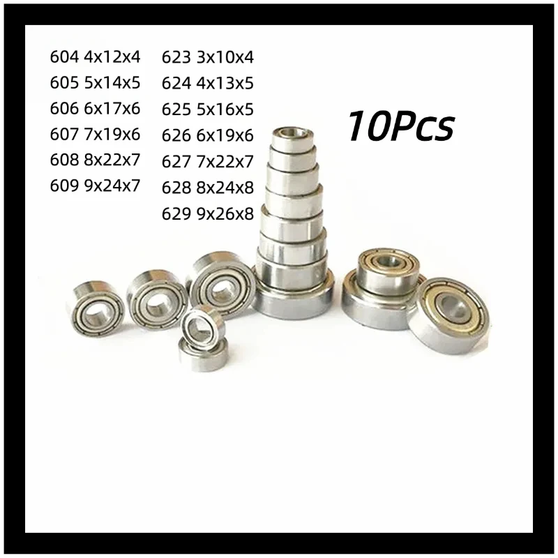 10Pcs Miniature Deep Groove Ball Bearings 603 604 605 606 607 608 609 623 624 625 626 627 628 ZZ 2RS Sealed Ball Bearings