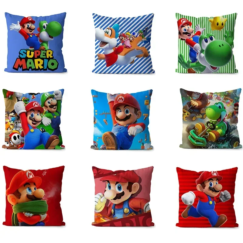 Super Marioes Bros Pillow Covers Warm Cushion Cover 45x45cm  Anime Pillowcase Sofa Bedroom Decoration