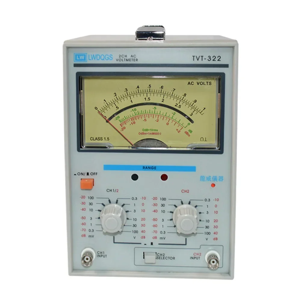 TVT-322 Double Pointer Display High Precision AC Millivoltmeter Voltage Measuring Instruments Measure Frequency 5Hz-1MHz