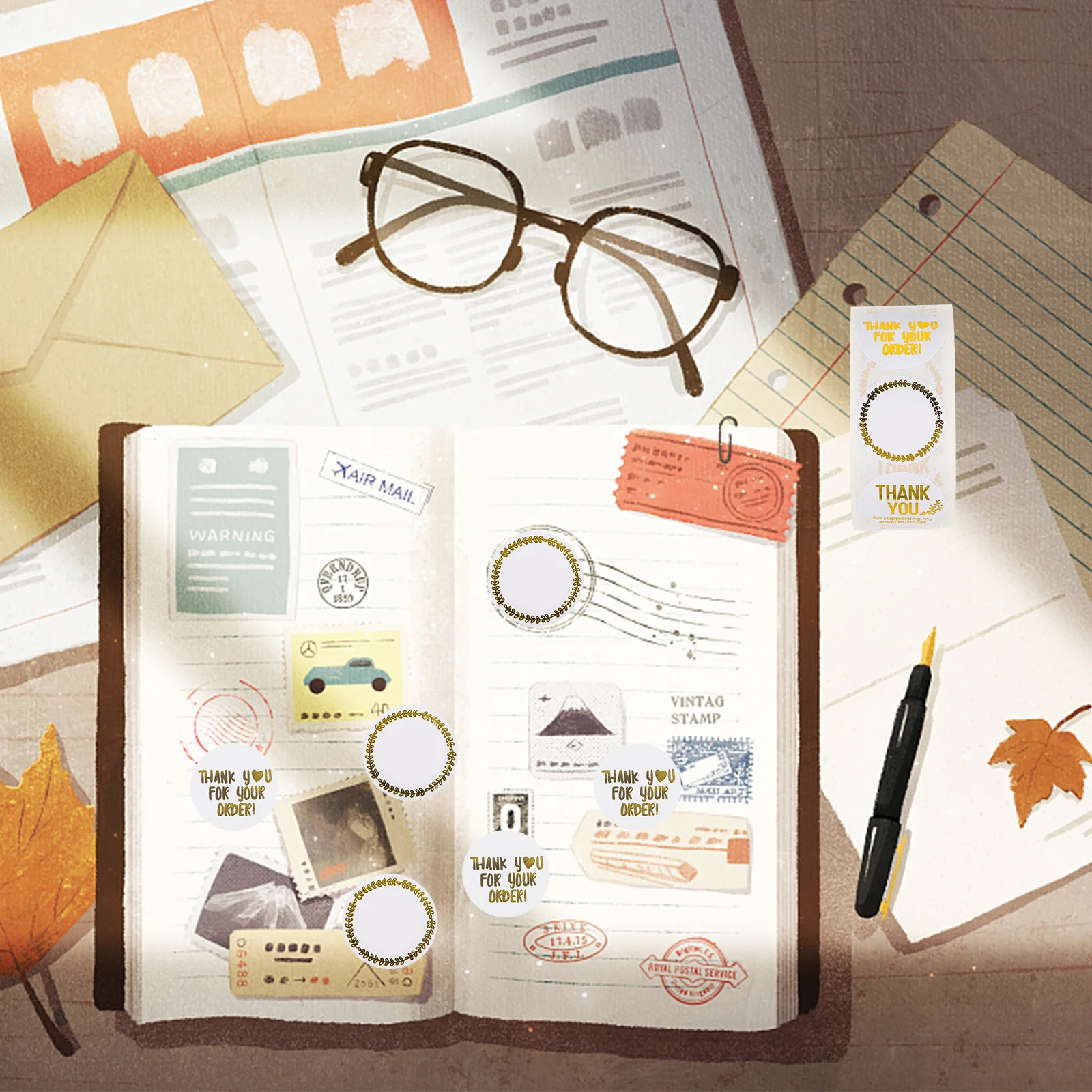 

1 Roll Golden Thank You Stickers Labels for Packaging Seal Stickers Decorative Tags for Gift Wrap Bag Envelope Seals