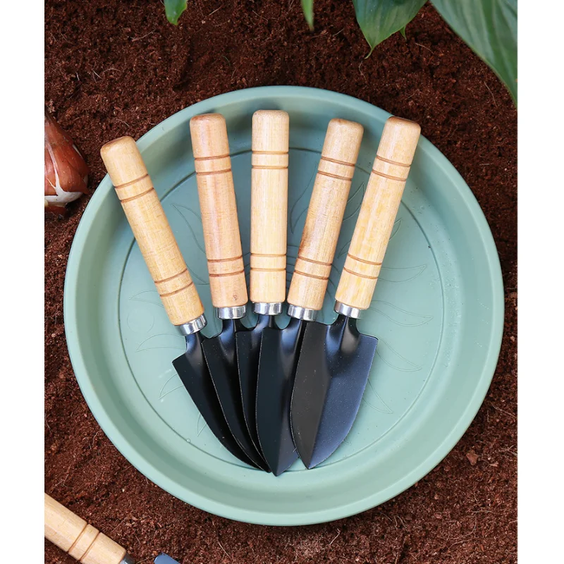 Wooden Handle Iron Garden Shovel Rake Spade for Flowers Potted Plant Bonsai Mini Gardening Tools Set Digging Weeding