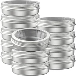 12 Pcs  aluminum Tins Jars Containers with Clear Top Screw Lids for Cosmetic, Salves, Balms, Lip Balm, Spices or Others