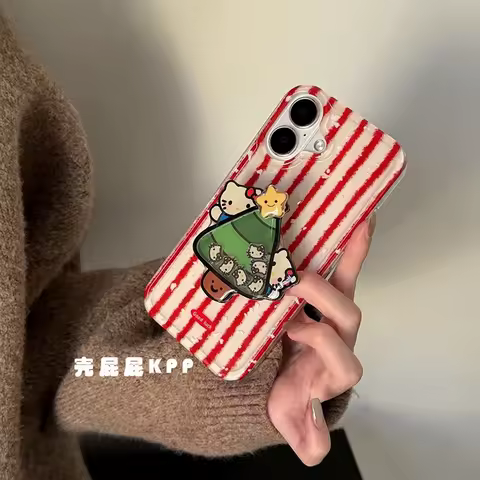 For Samsung Galaxy S25 Ultra S24 FE S23 S22 S21 S20 Plus Note 20 10 Christmas Trees Shakeable Cat Rotate Star Holder Phone Case