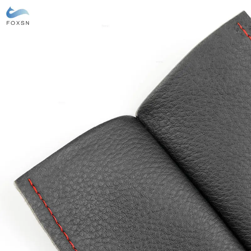 2Pcs Black-Red Line Car Interior Center Central Armrest Handle Cover Hand Sewing Leather For Porsche Cayenne 2011 2012 2013-2016