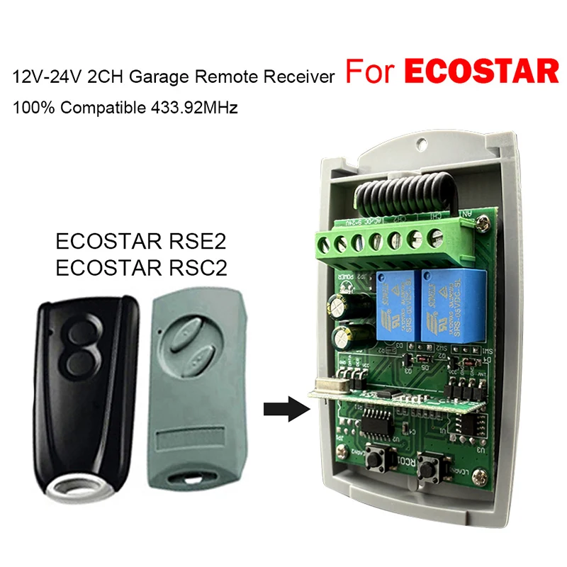 

ECOSTAR RSE2 RSC2 приемник дистанционного управления 433,92 МГц универсальный приемник дистанционного управления гаражными воротами