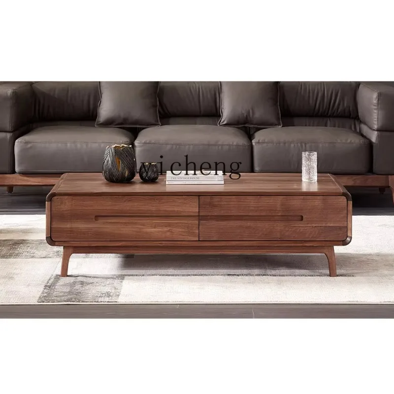 YFY  North American black walnut coffee table small apartment Nordic simple pure solid wood coffee table household living