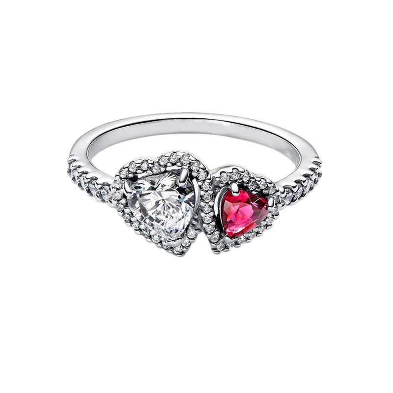 Women's 925 Silver Double Love Butterfly Gold Ring