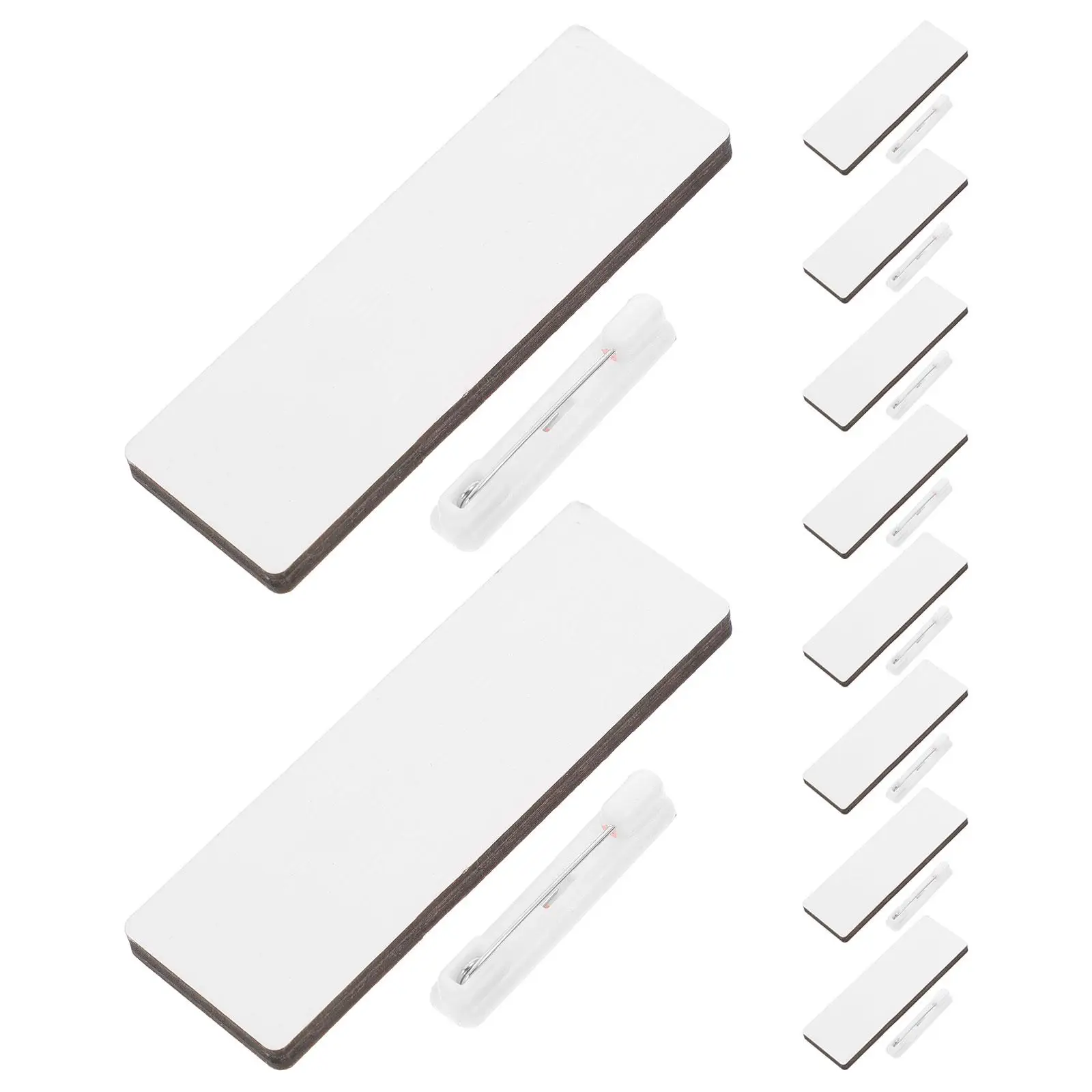 

10 Pcs Blank Name Tags Wooden Badge Identification Kids Holder Pins Clips Sublimation DIY Craft Blank Wooden Name Badge