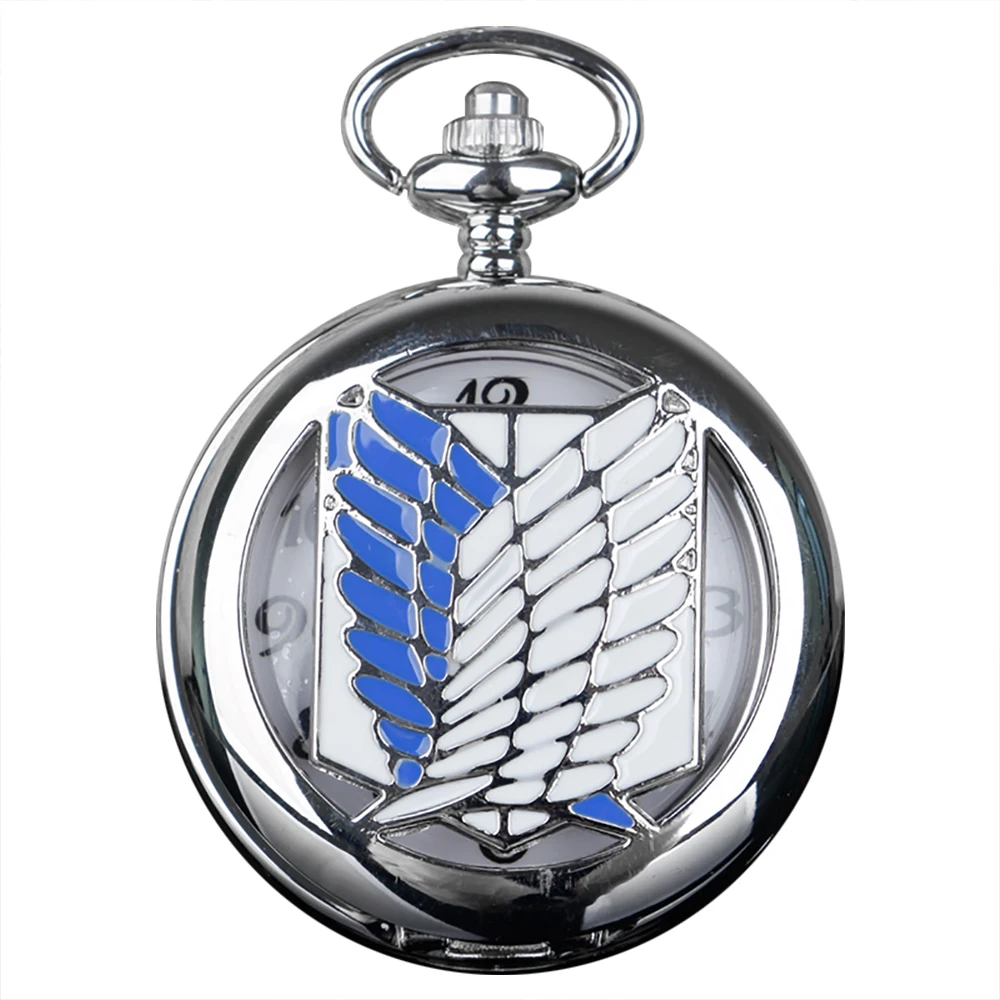 Anime Attack on Titan Hollow Quartz Pocket Watch Necklace Pendant for Women Men with Chain Jewelry Accessories Exquisite Gifts