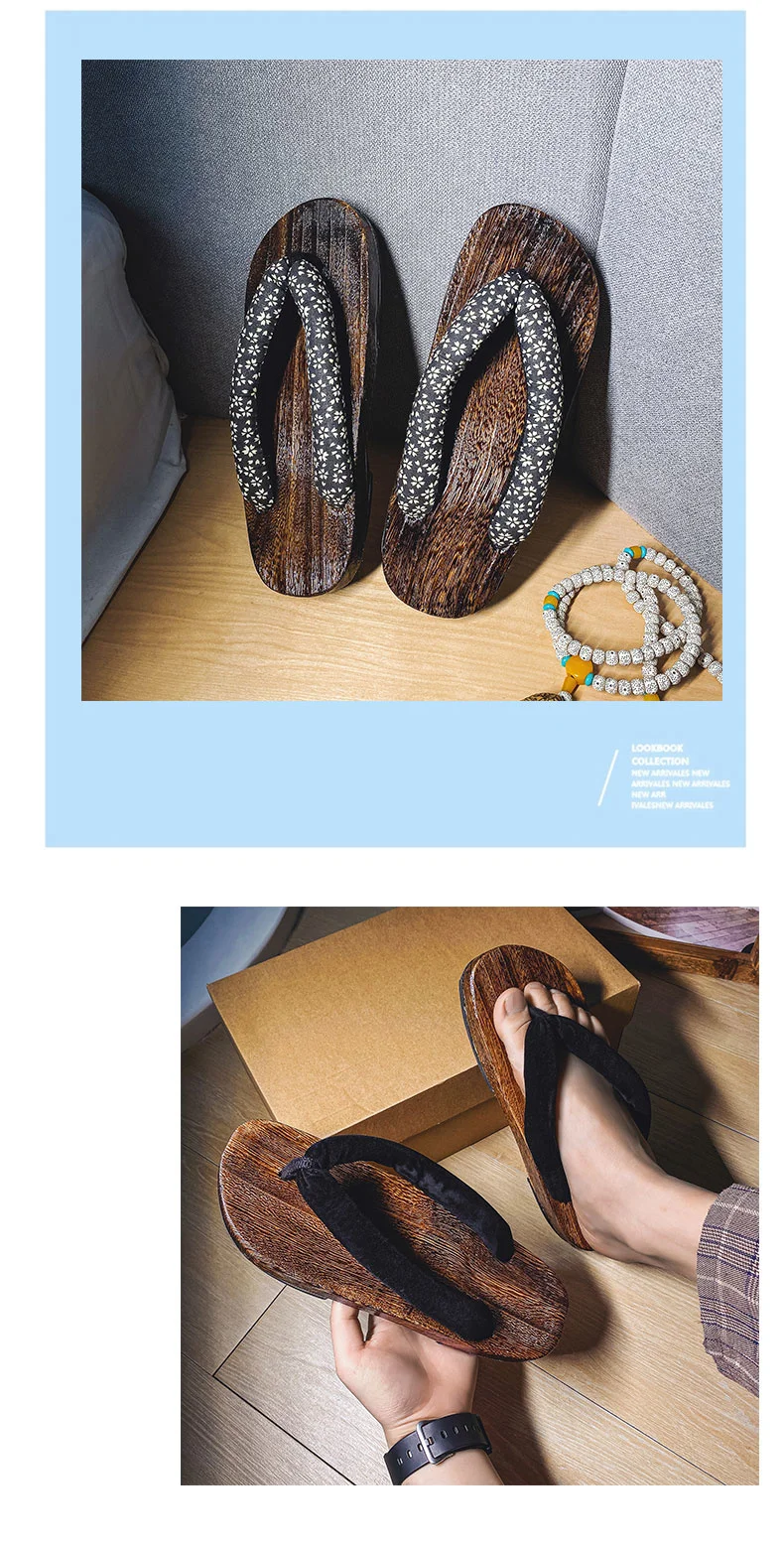 Herren-Slipper, 2022, neue japanische Fischgräten-Hausschuhe, Holz-Clogs, Geta-Flip-Flops, rutschfest, im Sommer, Cos-Schuhe – Detail 7