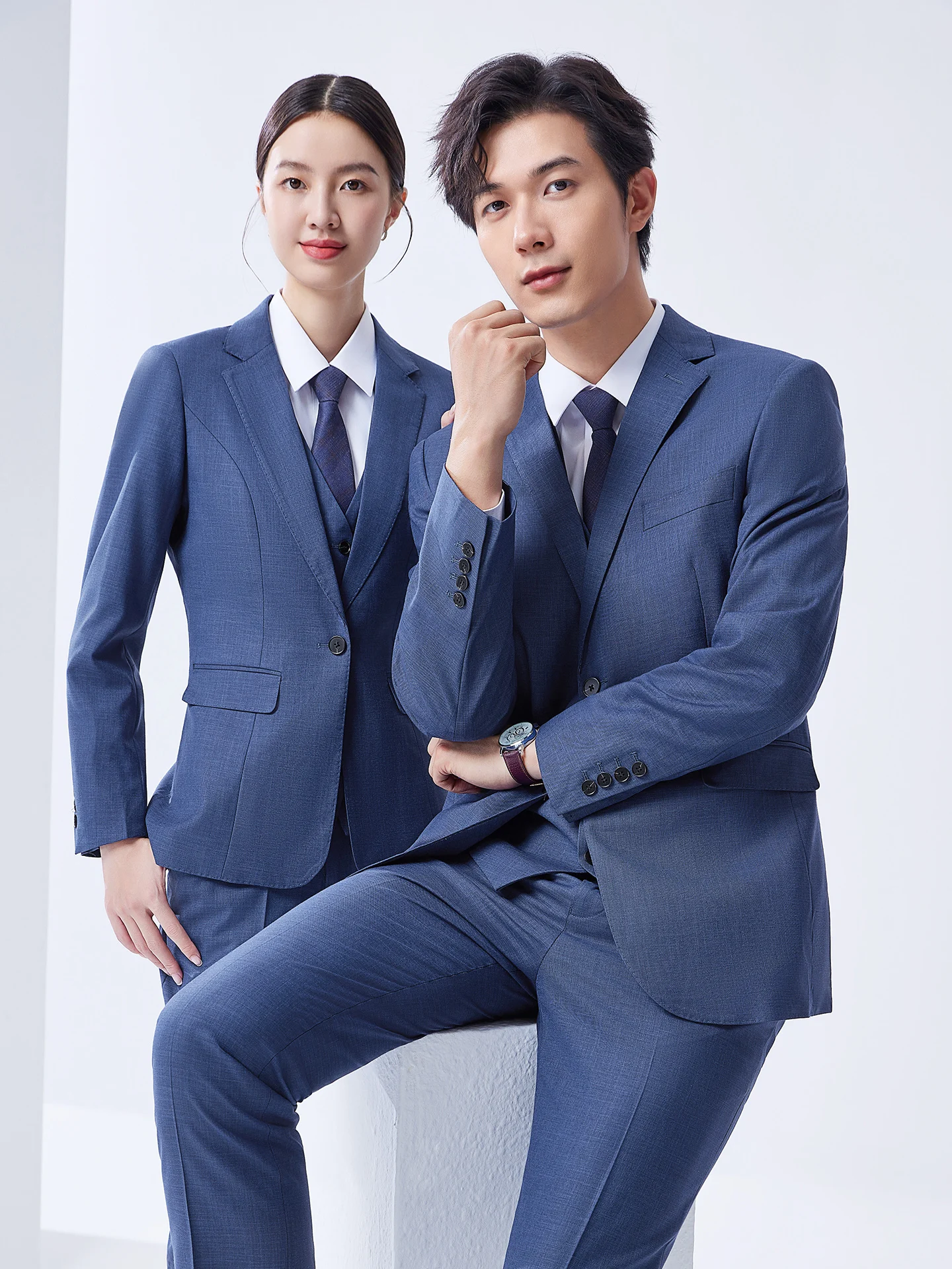 New  4S Store Work Uniform Blue Men's And Women's Western Suit Workwear Professional Suit Set for Youth Business