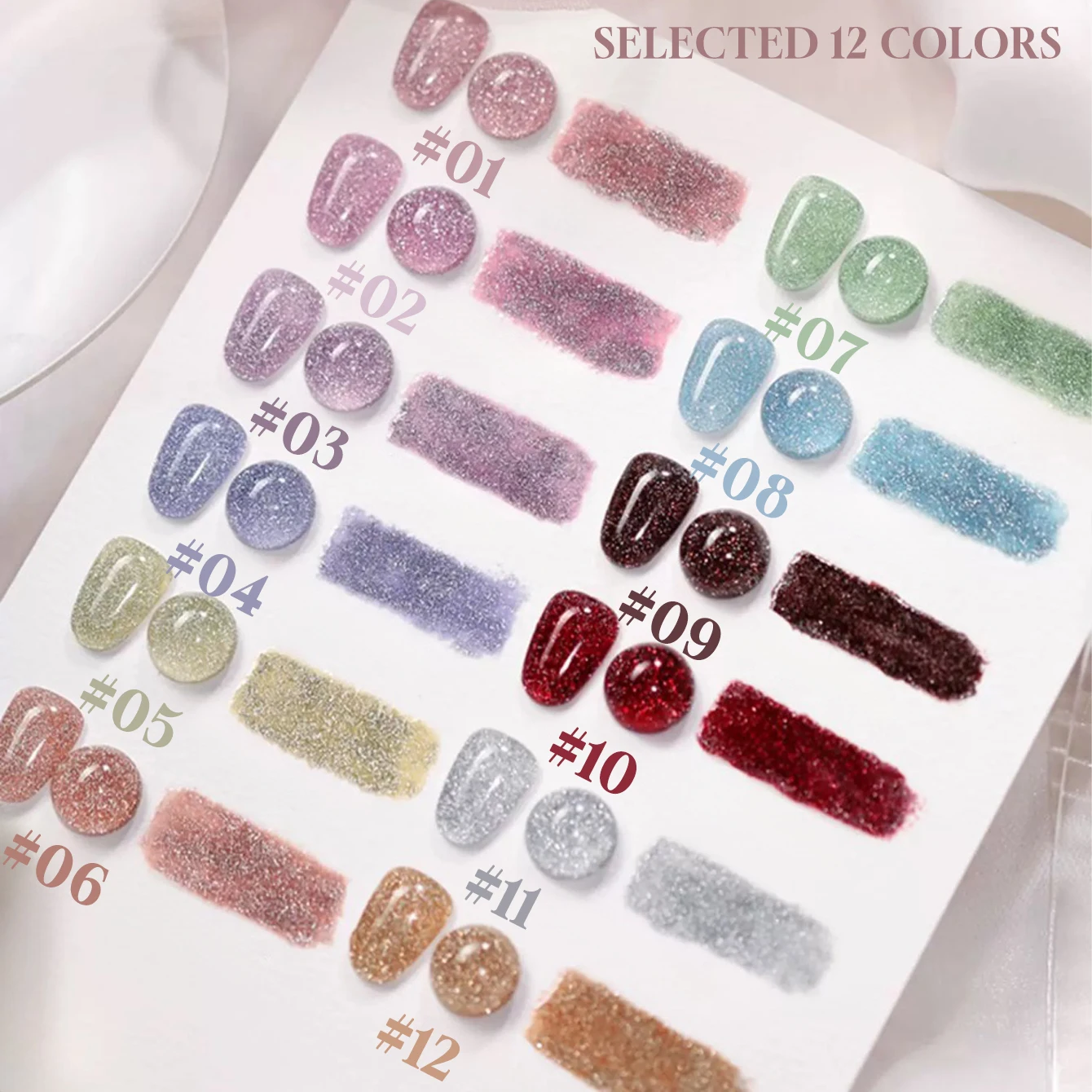 MIANEL 12ML 1-12 pezzi Smalto per unghie gel diamante schiacciato zucchero roccia Smalto per unghie glitter rosa I più venduti Unghie rosa Unghie estive