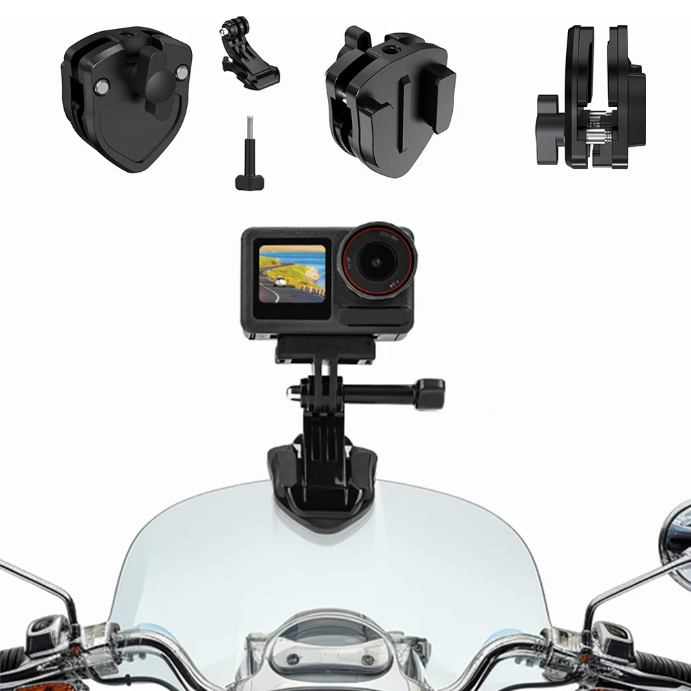 

Motorcycle Windshield Clip with 1/4 Screw Hole Action Camera Mount Clip 180 Degree Rotable for Insta 360 X5 Go Pro/Action 5 Pro