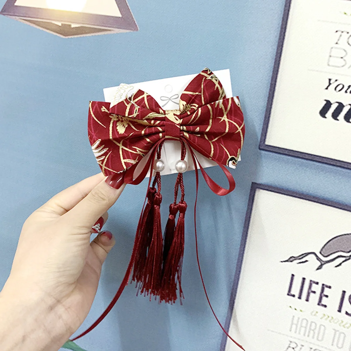 النمط الصيني مشبك شعر Bowknot تصميم غطاء الرأس احتفالي للفتيات السنة الجديدة دبوس الشعر اكسسوارات شرابة ديكور عطلة هدية اللعب