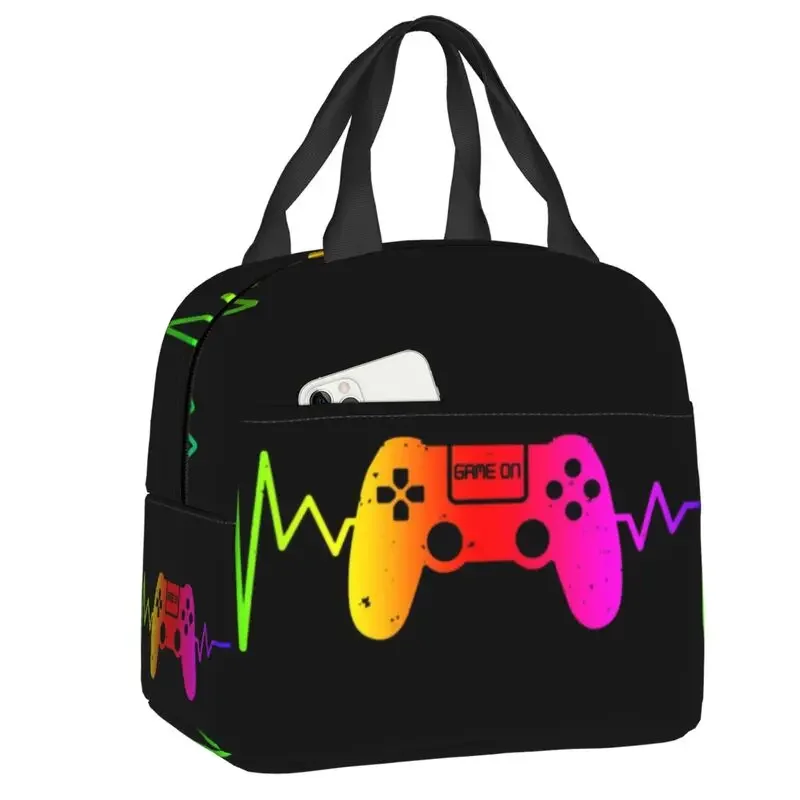 Video Game Controller Heartbeat Portable Lunch Box Multifunction Gamer Gaming Thermal Cooler Food Insulated Lunch Bag Kid School