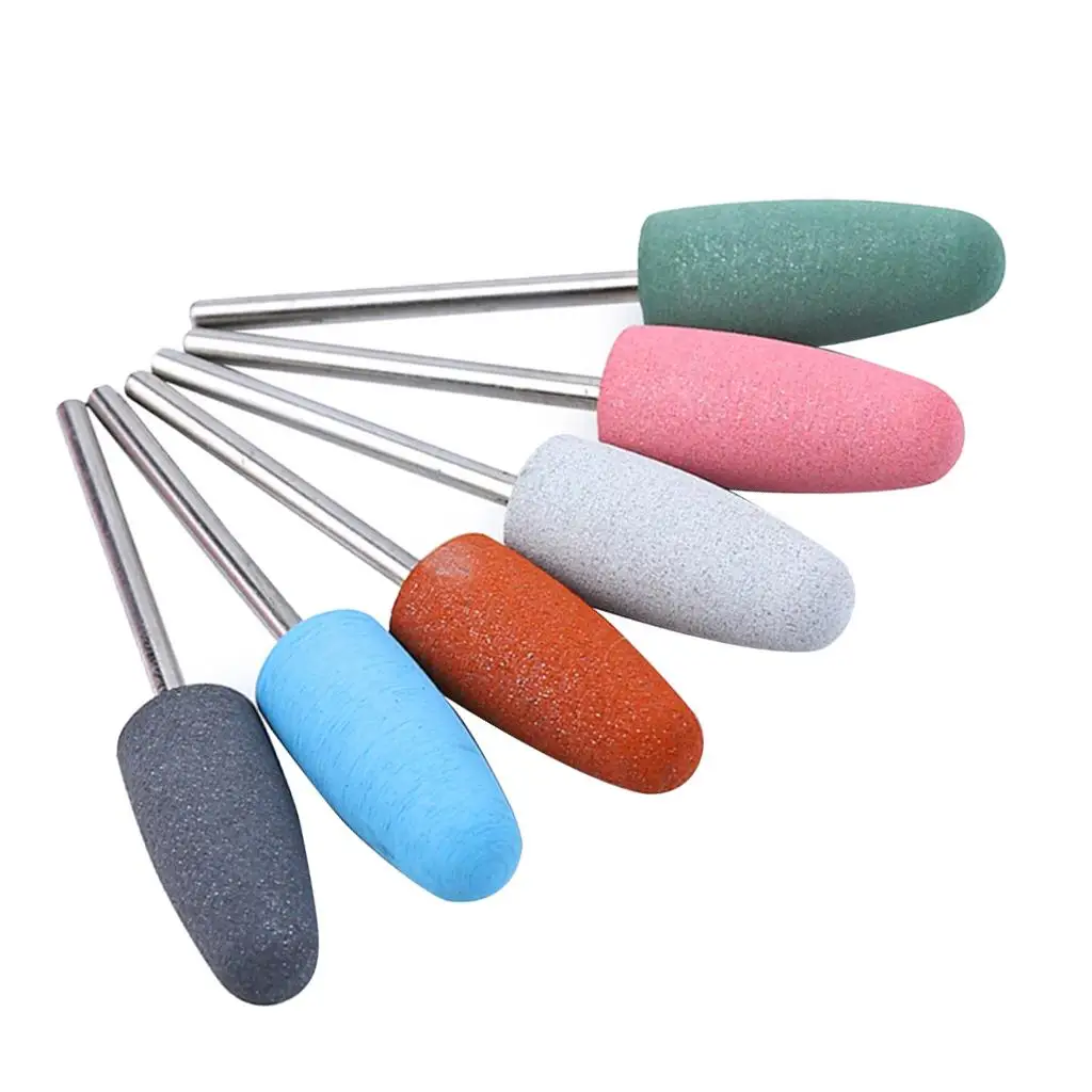 6 X Silicone Drill Bit Gel Nail Art Polishing Polish Grinding Head Tool