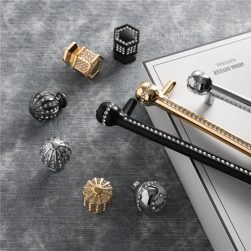 High-end Crystal Single-hole Knobs and Handle Dresser Drawer Knobs Kitchen Cabinet Handles Furniture Handle Hardware