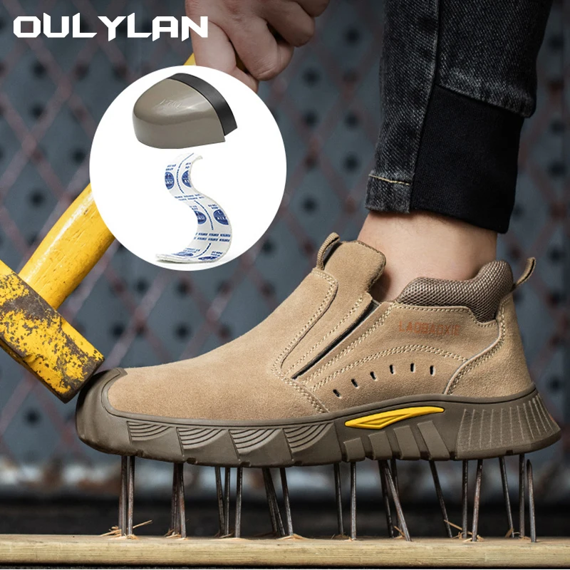 

Oulylan Мужская летняя защитная обувь, легкая дышащая износостойкая рабочая обувь со стальным носком и защитой от проколов