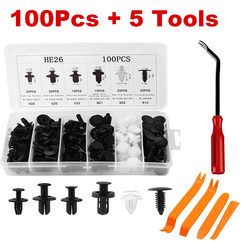 Auto Fastener Clips Fixing Pins Rivet Sets Bumper Door Panels Decorative Removal Accessories Tool Repair Boxes Plastic/Nylon