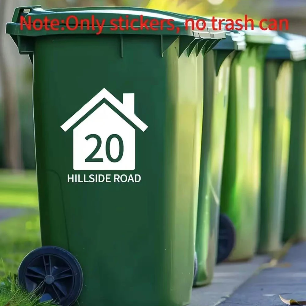 3Pcs Custom Vinyl Stickers Wheelie Bin Number Stickers DIY House Street Name Address Wall Sticker Rubbish Trash Bin Decal