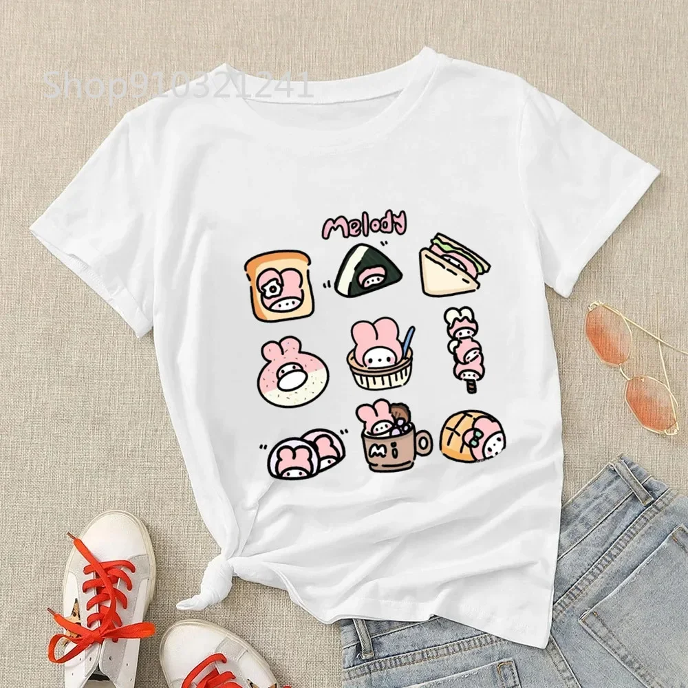 Nieuwe Japan Stijl Kuromi Pochacco Cinnamoroll Melodie Korte Mouw Kawaii Kleding Tshirt Meisje Zomer Losse Originele Zoete Y 2K Top