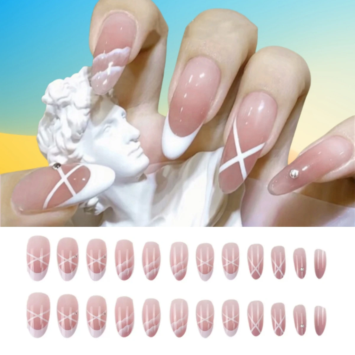 24 Stück Tropfen Rosa Lila Mädchen Dekoration Künstliche Nägel Kunst Künstliche Acryl Ballerina Drücken Sie auf Nägel Set Abnehmbare Falsche Nagelspitzen