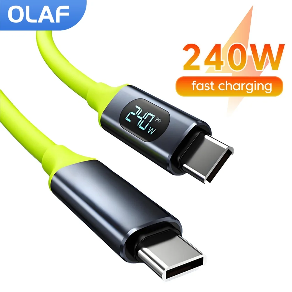 240W Digital Display Type C To Type C Cable Fast Charging Data Cable For Iphone 15 16 100W USB Type C Cable For Samsung Xiaomi