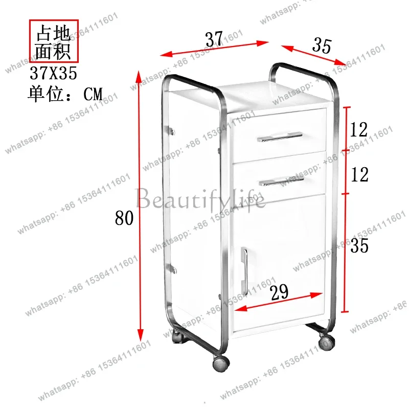 yj9 Stainless Steel Cart Tool Cabinet Barber Shop Storage Cabinet for Hair Salon Hairdressing Cabinet