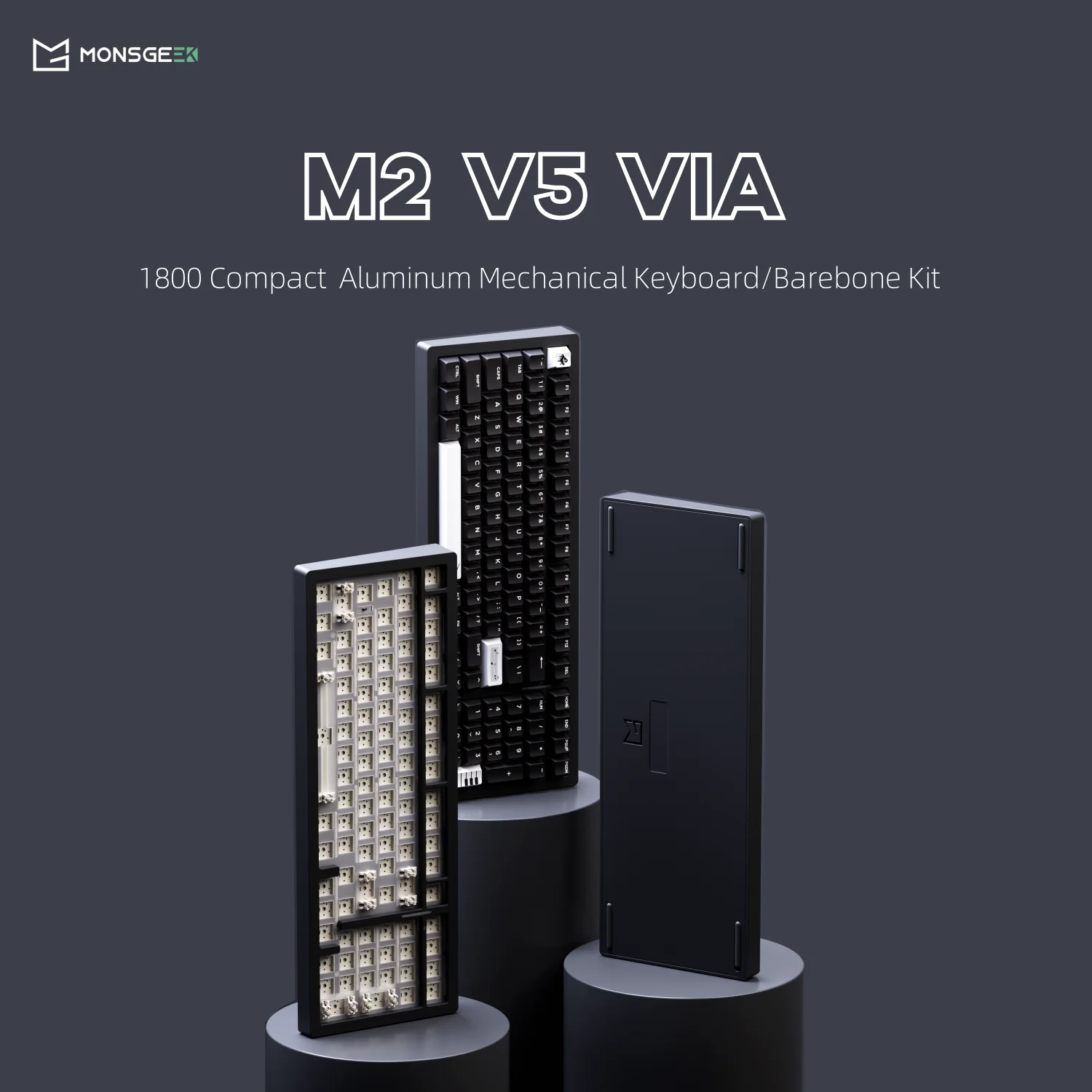 

MonsGeek M2 V5 Механическая клавиатура/комплект Barebone 1800, компактный размер, быстрая разборка VIA RGB, трехрежимная клавиатура с возможностью горячей замены, алюминий