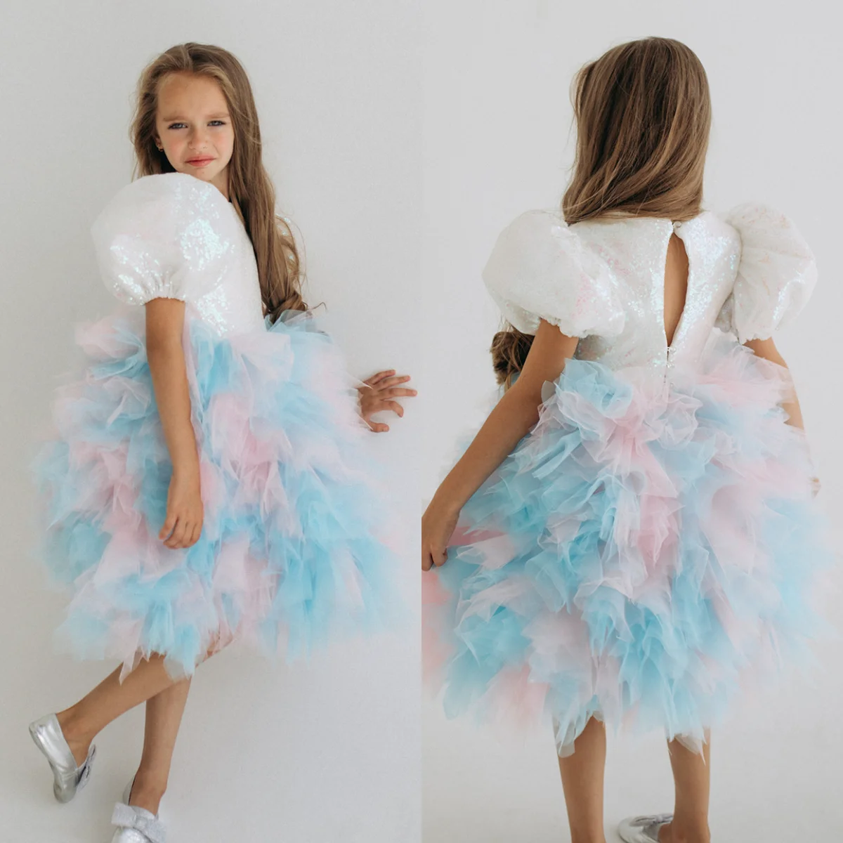 

Top White Flower Girl Dresses For Wedding Customized Color Skirt Litter Girl Baby Birthday First Communion Dresses