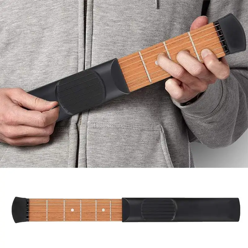Chord Trainer Mini portatile per chitarra a 6 tasti, pratica per chitarra tascabile, manico in plastica, strumento per l'allenamento delle mani degli accordi in legno per principianti