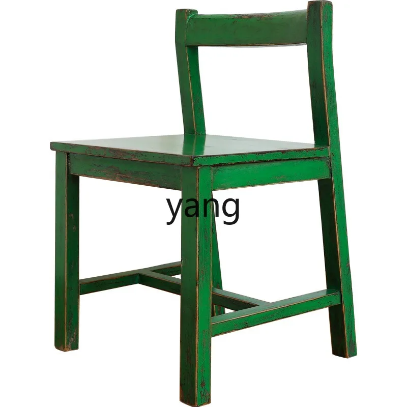 

LTT solid wood chair backrest colorful retro old home comfortable Chinese dining table and chairs