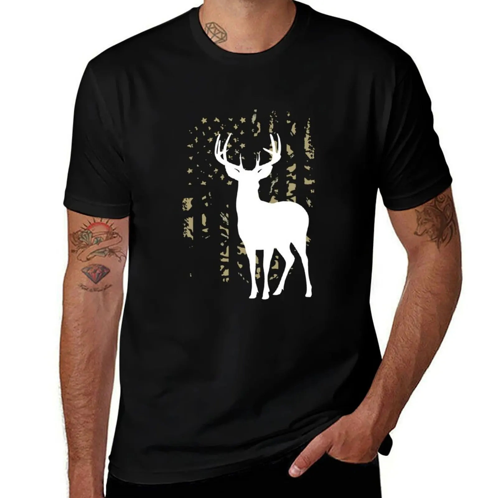 

Whitetail олень охотничий камуфляжный флаг США охотничья футболка мужская футболка сорочки летняя одежда мужская одежда